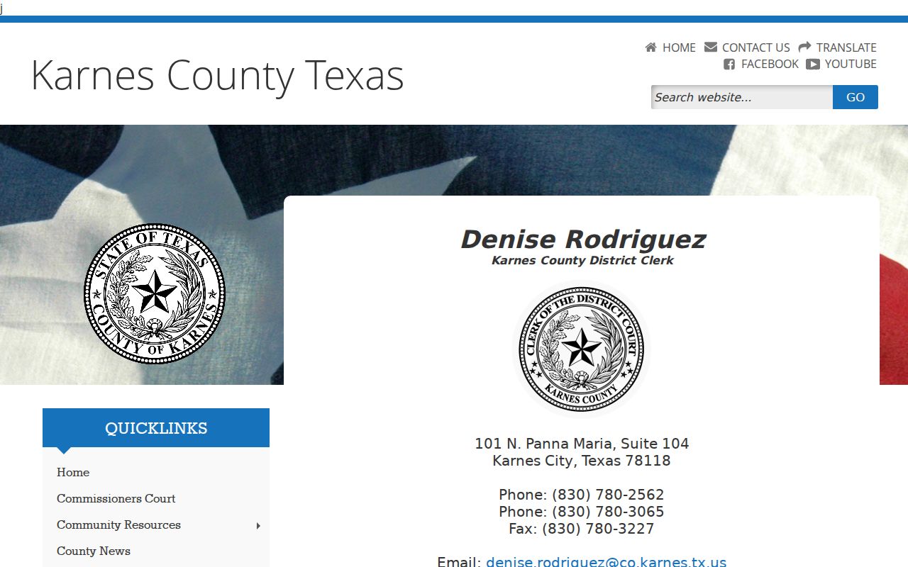 Karnes County arrest warrant records: District Clerk felony contact